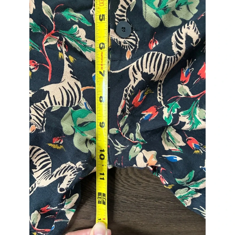 Zara Trafaluc Zebra Tropical Print Tapered Pants‎ Orange Piping Black Small